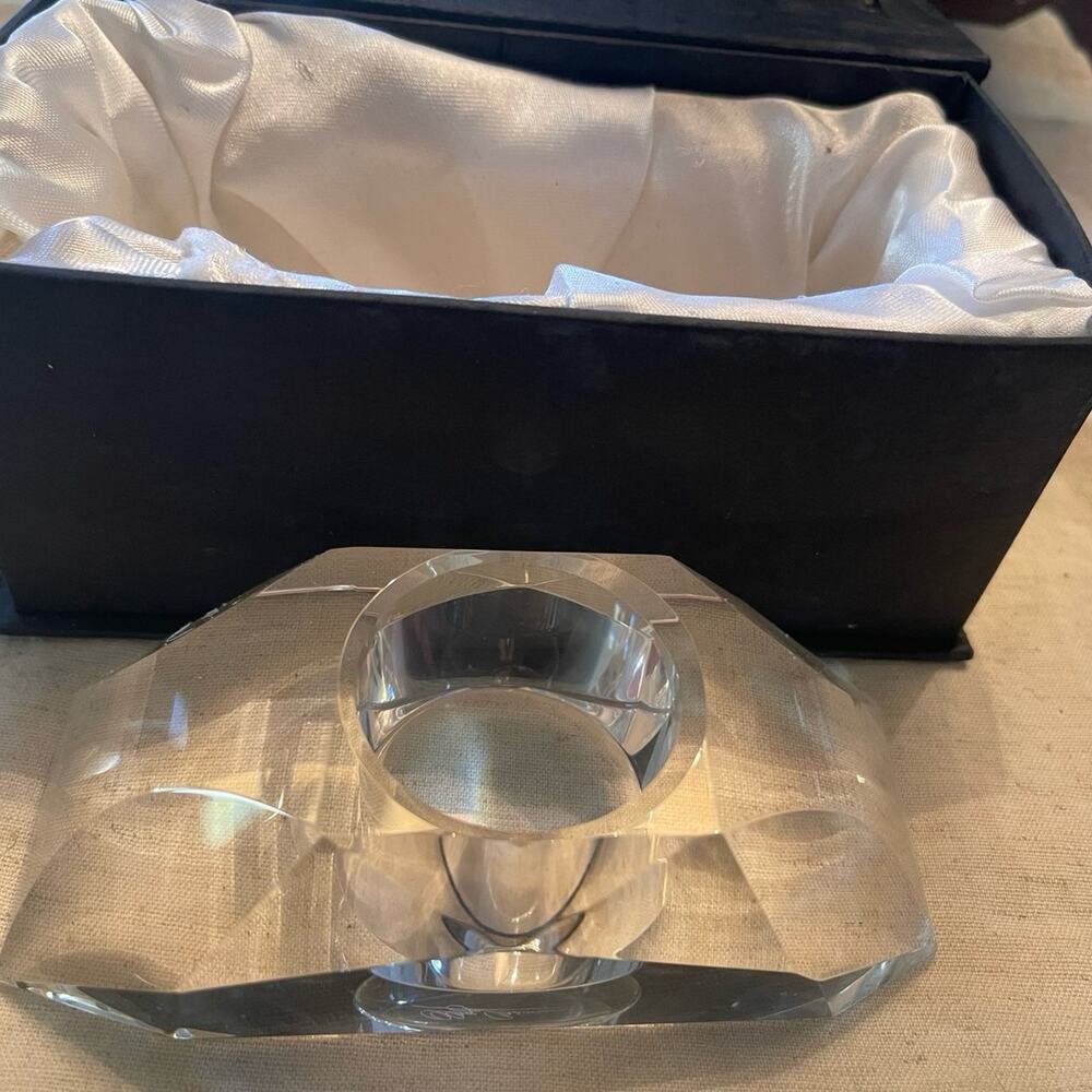 Oleg Cassini Crystal tealight candle holder with box